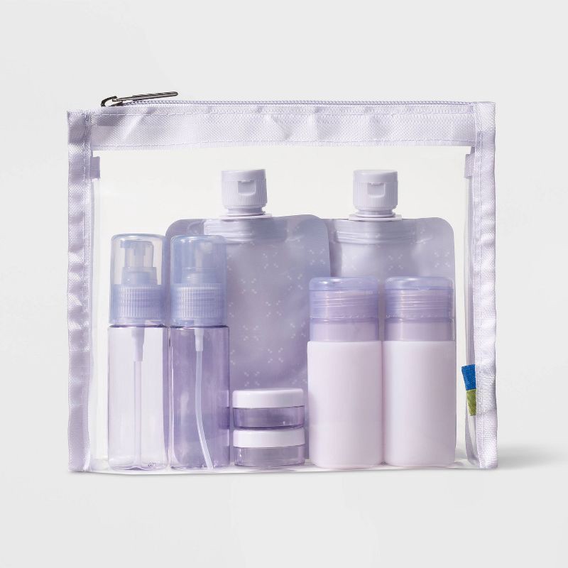 slide 1 of 3, 8pc Travel Toiletry Set Thistle - Open Story™️: Portable Beauty Tool Set, 8 ct