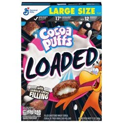 Cocoa Puffs Loaded Cereal, Chocolatey Cereal With Artificially Flavored Vanilla Crème Filling, Made With Whole Grain, Large Size, 13 oz