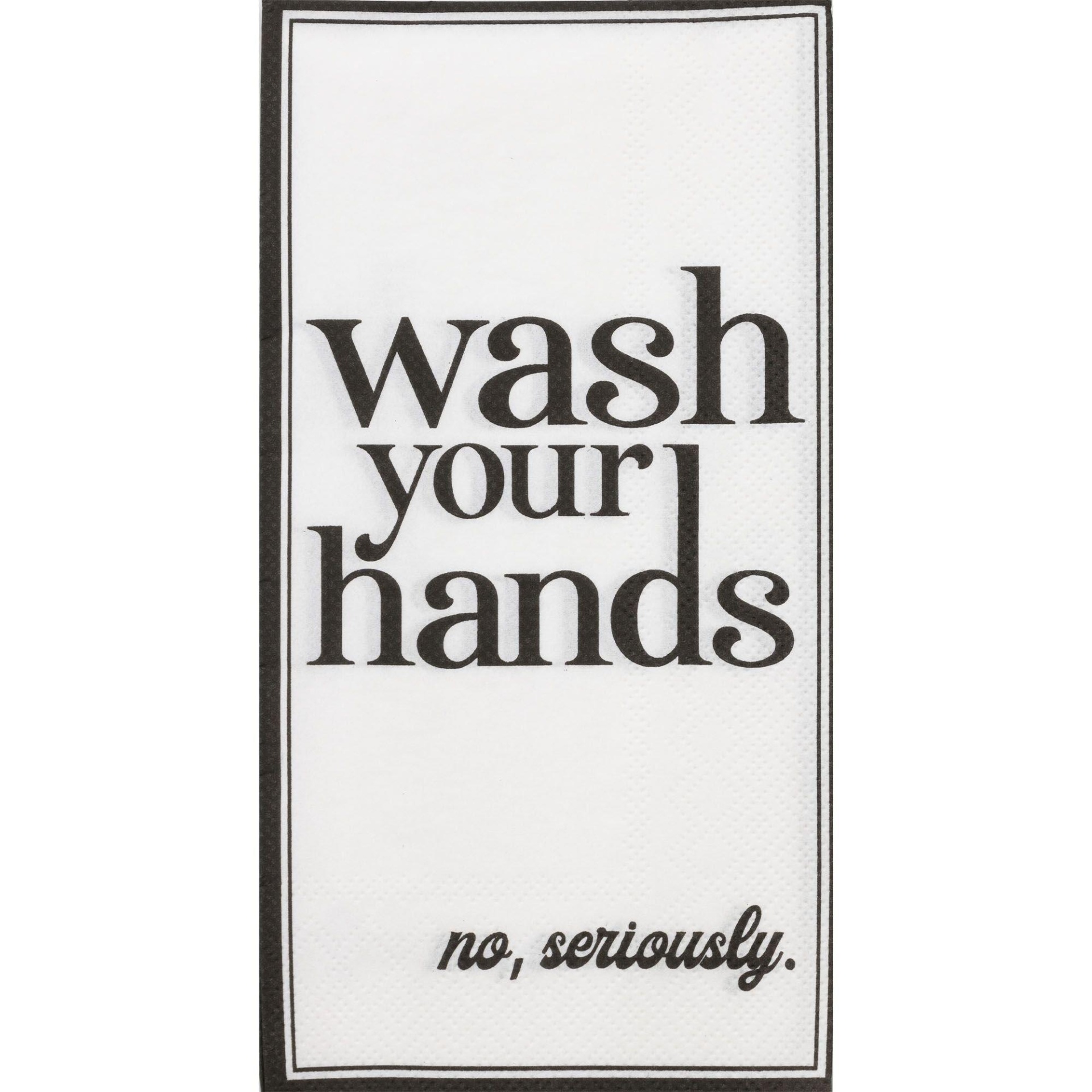 slide 1 of 1, Party City Black Seriously Wash Your Hands Paper Guest Towels, 16 ct