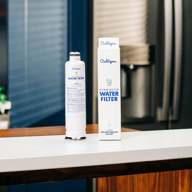 slide 6 of 10, Culligan CUSCIN Replacement Samsung (HAF-CIN) Refrigerator Water Filter: Filters Odors, Lead, Chlorine, VOCs, Microplastics, 1 ct