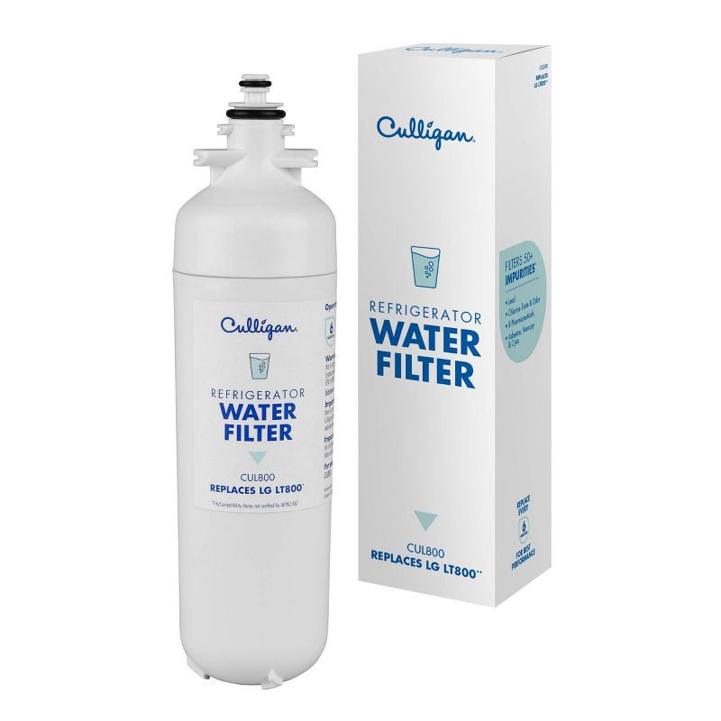 slide 1 of 9, Culligan CUL800 Replacement LG (LT800P) Refrigerator Water Filter: Filters Odors, Pharmaceuticals, Lead, Chlorine, VOCs, 1 ct