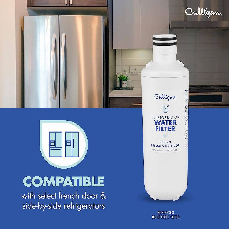 slide 5 of 9, Culligan CUL1000 Replacement LG (LT1000P) Refrigerator Water Filter: Filters Pharmaceuticals, Lead, Chlorine, Microplastics, 1 ct