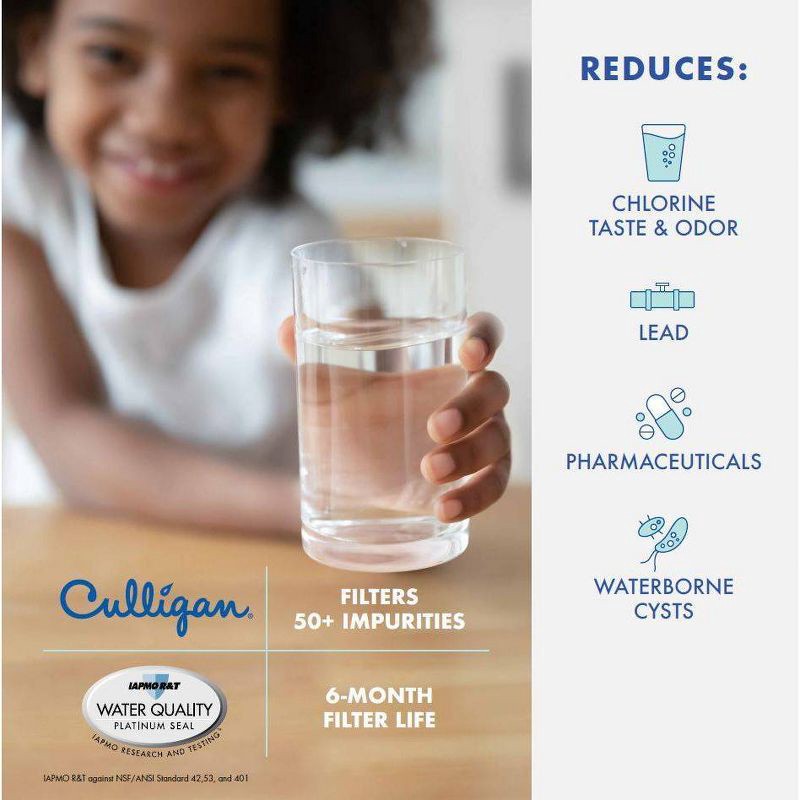 slide 7 of 10, Culligan CUW4 Replacement Whirlpool (EDR4RXD1/WHR4RXD1/KAD4RXD1) Refrigerator Water Filter 4: Filters Odors, Lead, Chlorine, 1 ct