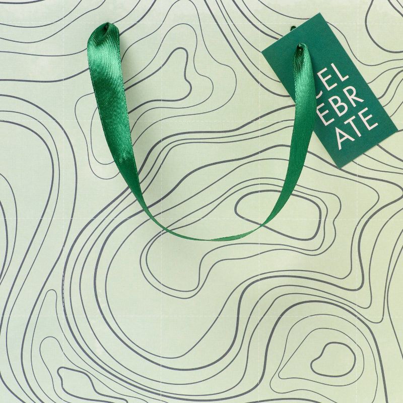 slide 3 of 3, Small Swirl Design Birthday Gift Bag with Tag Green - Spritz™, 1 ct