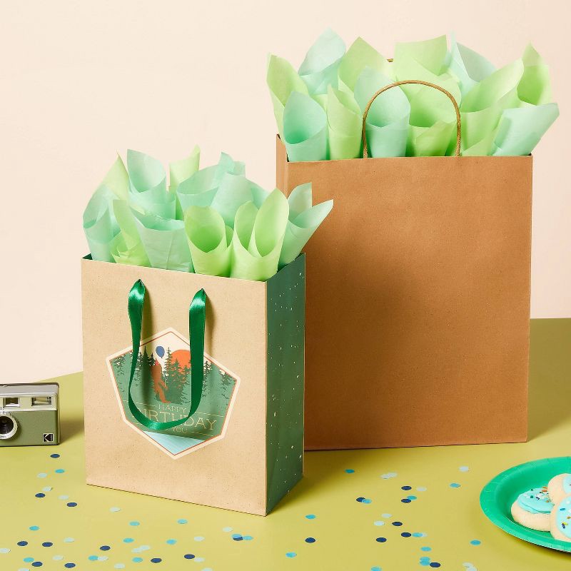 slide 2 of 3, Small 'Happy Birthday' Big Foot Badge Birthday Gift Bag Natural - Spritz™, 1 ct