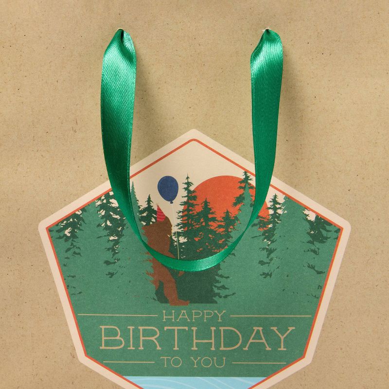 slide 3 of 3, Small 'Happy Birthday' Big Foot Badge Birthday Gift Bag Natural - Spritz™, 1 ct