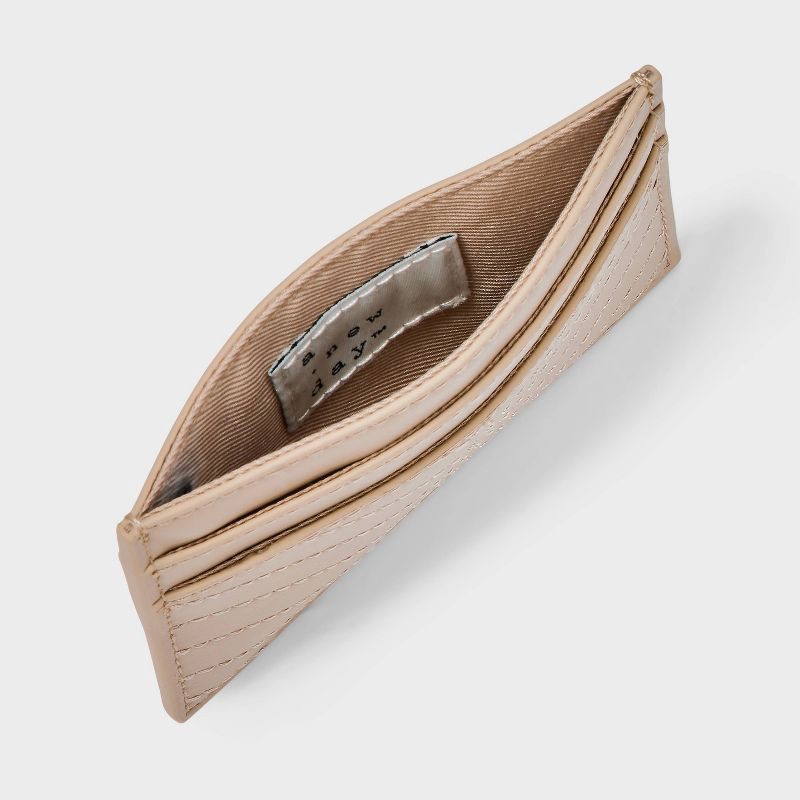 slide 3 of 4, Basic Card Case Wallet - A New Day™ Tan: Shell, Solid Pattern, 4.25" Width, 3.125" Height, 1 ct
