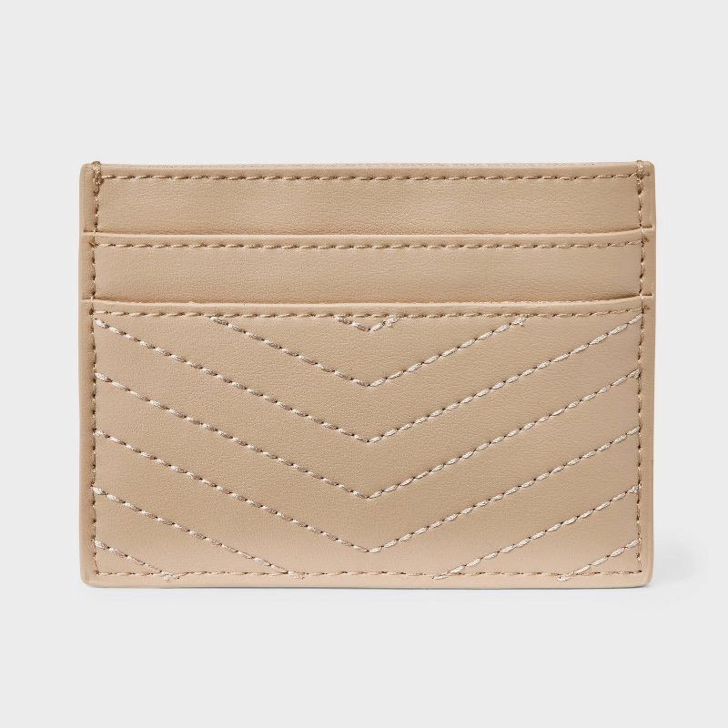 slide 1 of 4, Basic Card Case Wallet - A New Day™ Tan: Shell, Solid Pattern, 4.25" Width, 3.125" Height, 1 ct