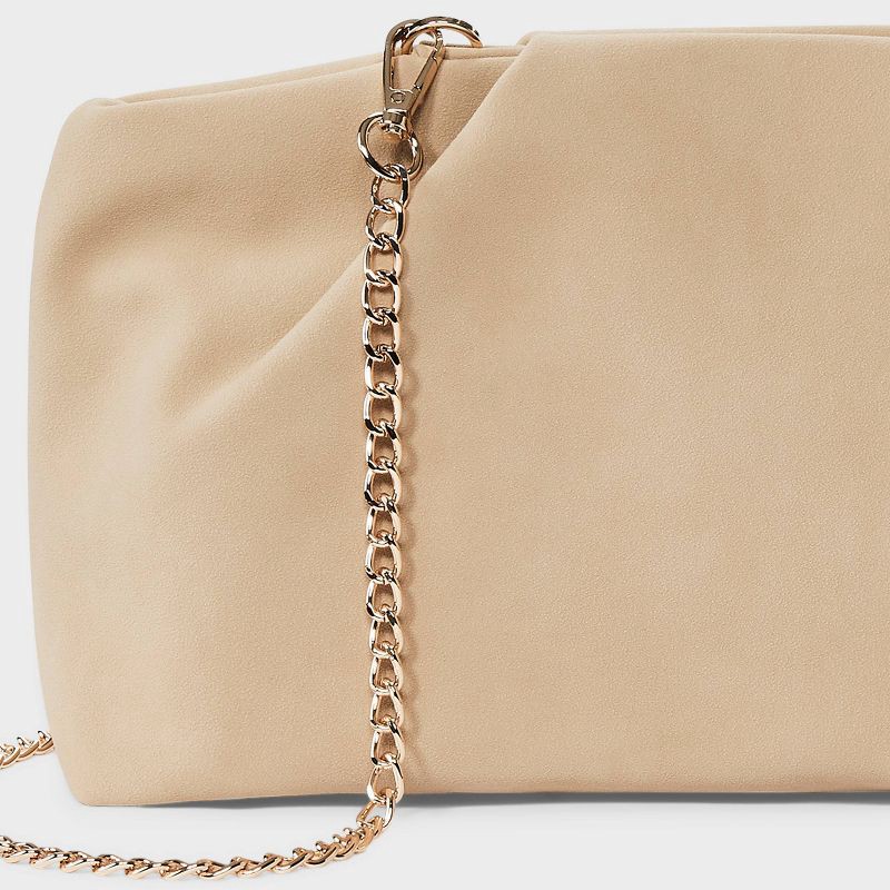 slide 5 of 5, Slouchy Clutch with Chain Crossbody - A New Day™ Tan: Shell, Removable Strap, Magnetic Closure, 1 ct