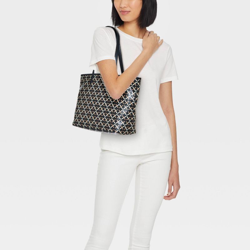 slide 2 of 5, Coated Canvas Tote Bag - A New Day™ Black: Geometric Pattern, Double Shoulder Handles, Woven Cotton, 1 ct