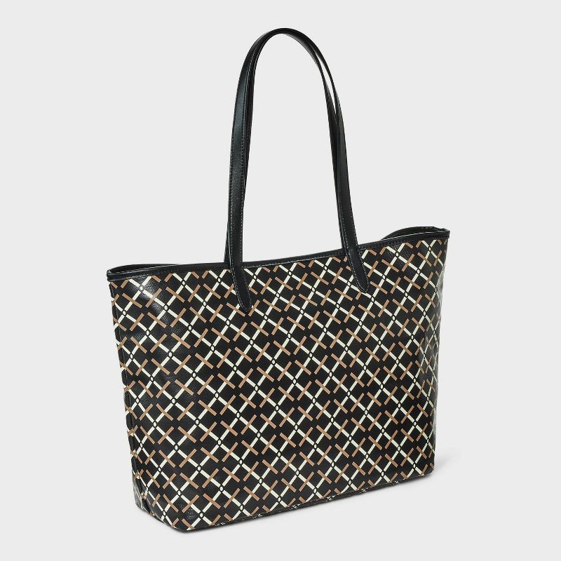 slide 3 of 5, Coated Canvas Tote Bag - A New Day™ Black: Geometric Pattern, Double Shoulder Handles, Woven Cotton, 1 ct