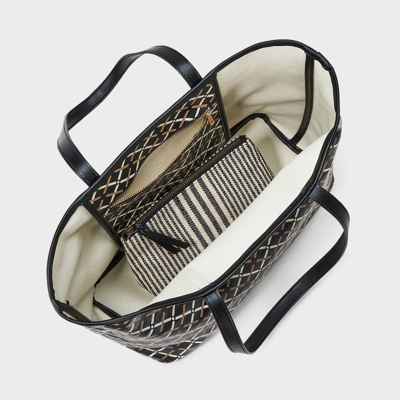 slide 4 of 5, Coated Canvas Tote Bag - A New Day™ Black: Geometric Pattern, Double Shoulder Handles, Woven Cotton, 1 ct