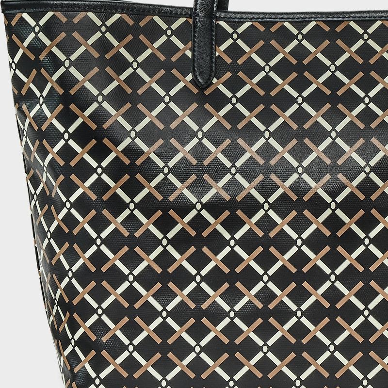 slide 5 of 5, Coated Canvas Tote Bag - A New Day™ Black: Geometric Pattern, Double Shoulder Handles, Woven Cotton, 1 ct