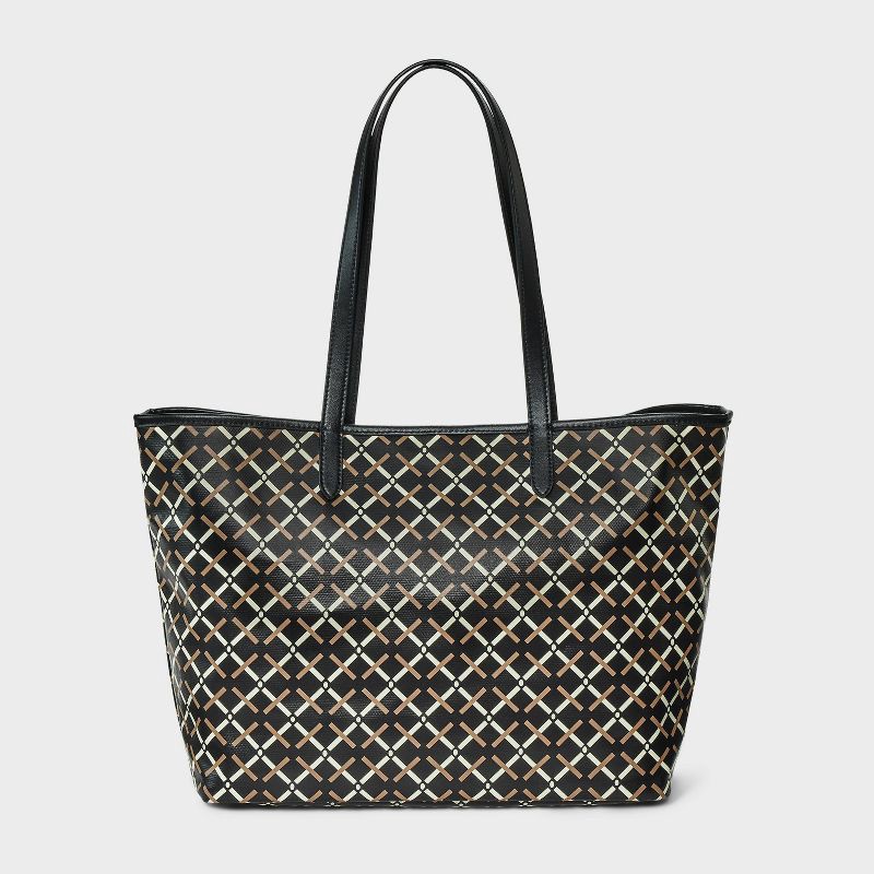 slide 1 of 5, Coated Canvas Tote Bag - A New Day™ Black: Geometric Pattern, Double Shoulder Handles, Woven Cotton, 1 ct