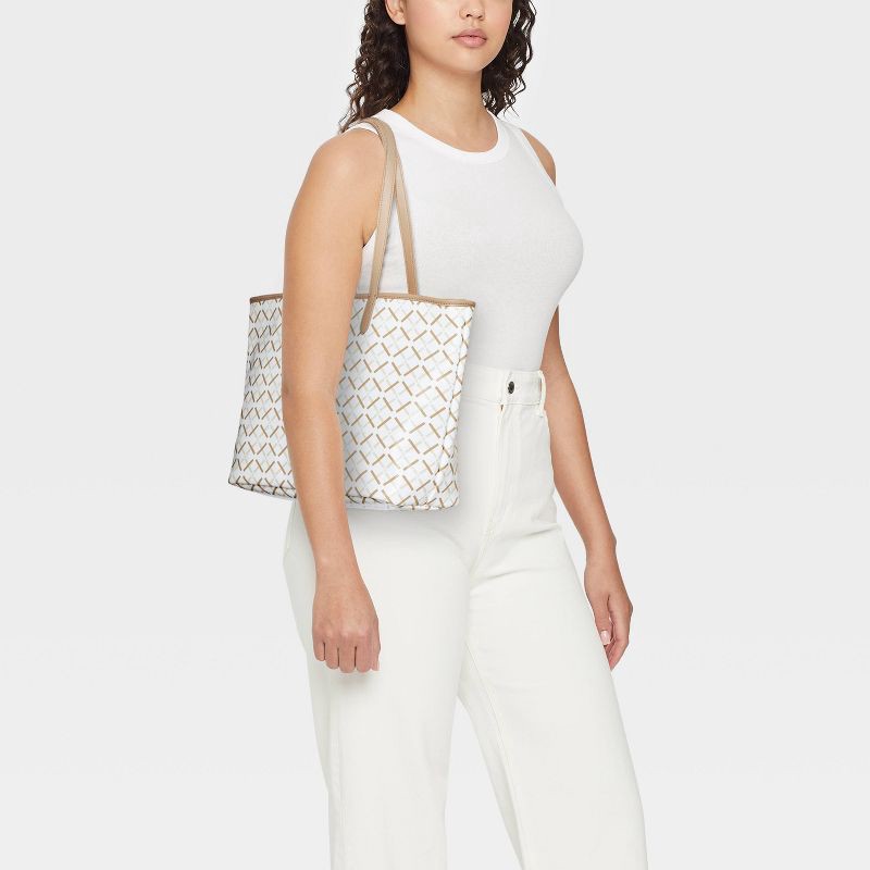slide 2 of 5, Coated Canvas Tote Bag - A New Day™ White: Geometric Pattern, Double Shoulder Handles, Cotton Shell, 1 ct