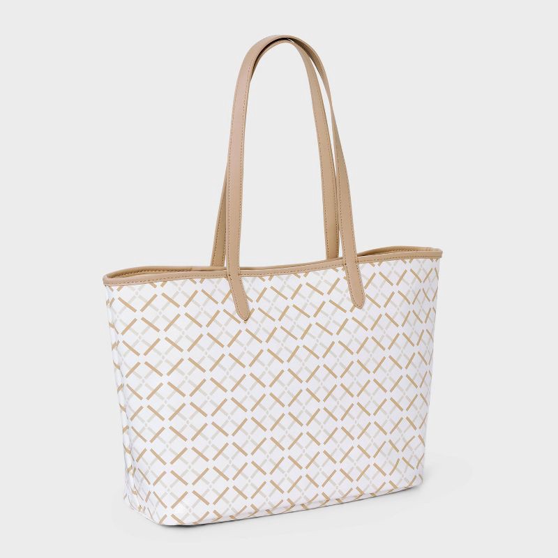 slide 3 of 5, Coated Canvas Tote Bag - A New Day™ White: Geometric Pattern, Double Shoulder Handles, Cotton Shell, 1 ct