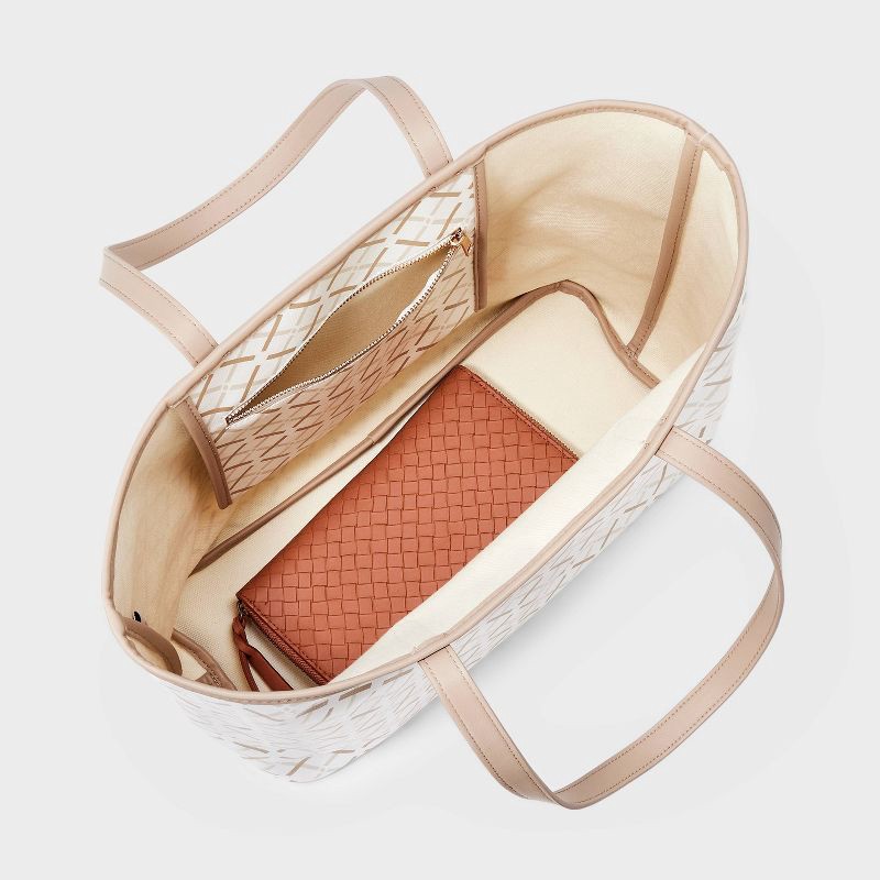 slide 4 of 5, Coated Canvas Tote Bag - A New Day™ White: Geometric Pattern, Double Shoulder Handles, Cotton Shell, 1 ct