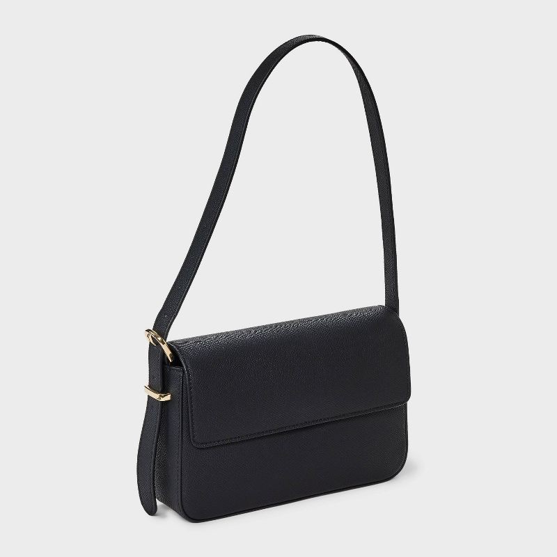 slide 3 of 6, Flap Shoulder Bag - A New Day™ Black: Shell, Adjustable Strap, Lightweight Design, 1 ct