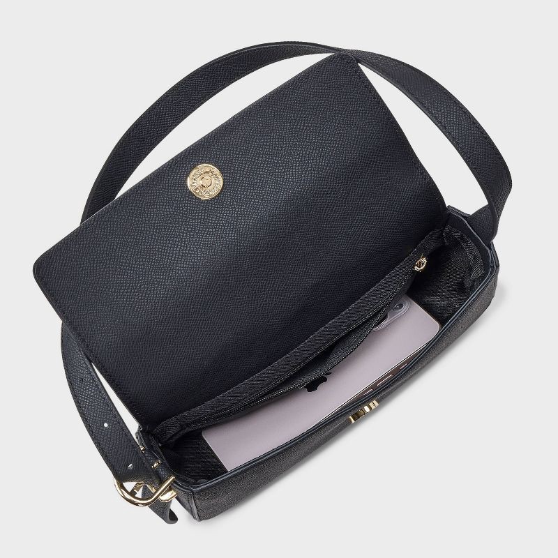 slide 4 of 6, Flap Shoulder Bag - A New Day™ Black: Shell, Adjustable Strap, Lightweight Design, 1 ct