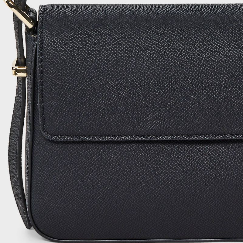 slide 5 of 6, Flap Shoulder Bag - A New Day™ Black: Shell, Adjustable Strap, Lightweight Design, 1 ct