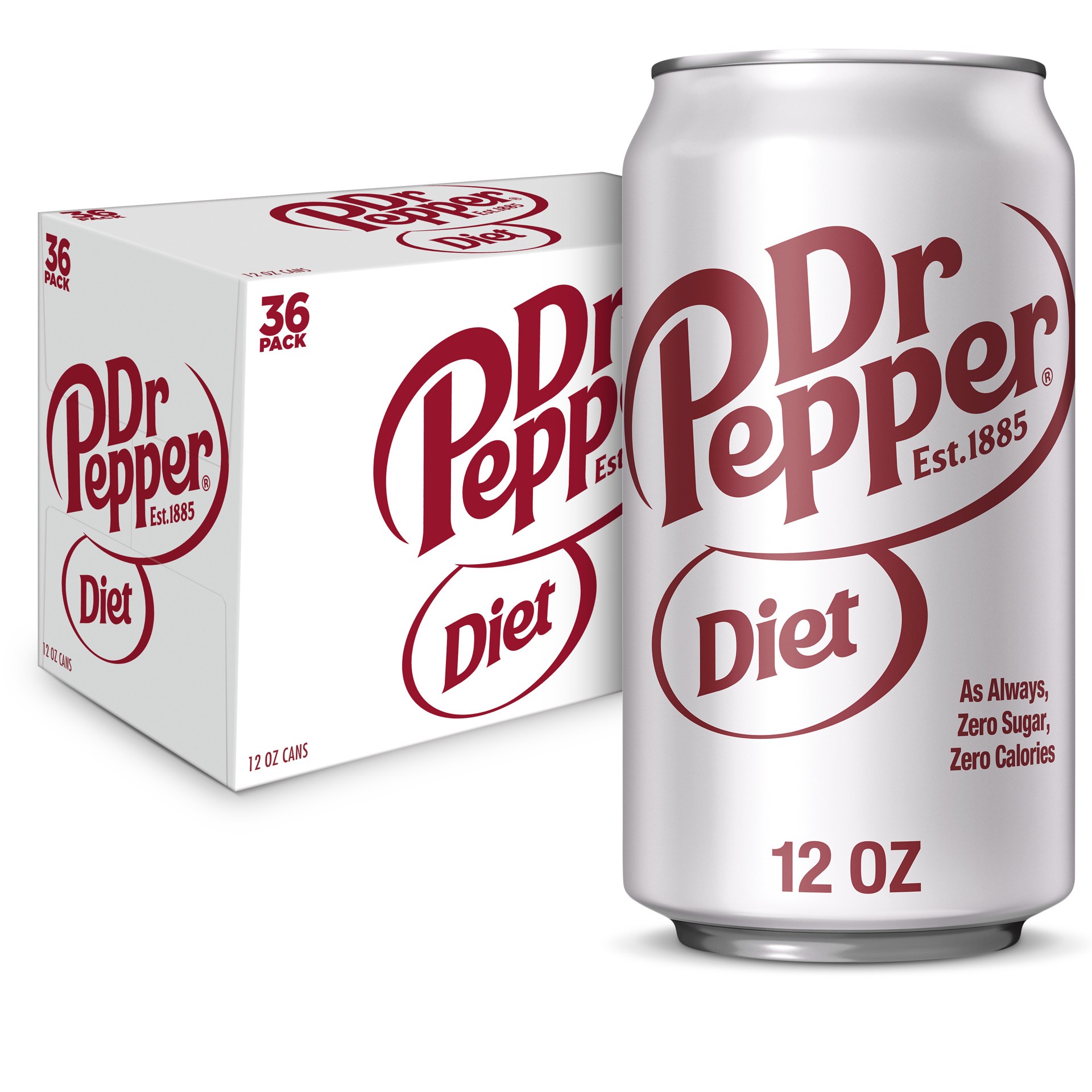 slide 1 of 1, Dr Pepper Diet Dr Pepper Soda, 12 fl oz cans, 36 pack, 36 ct