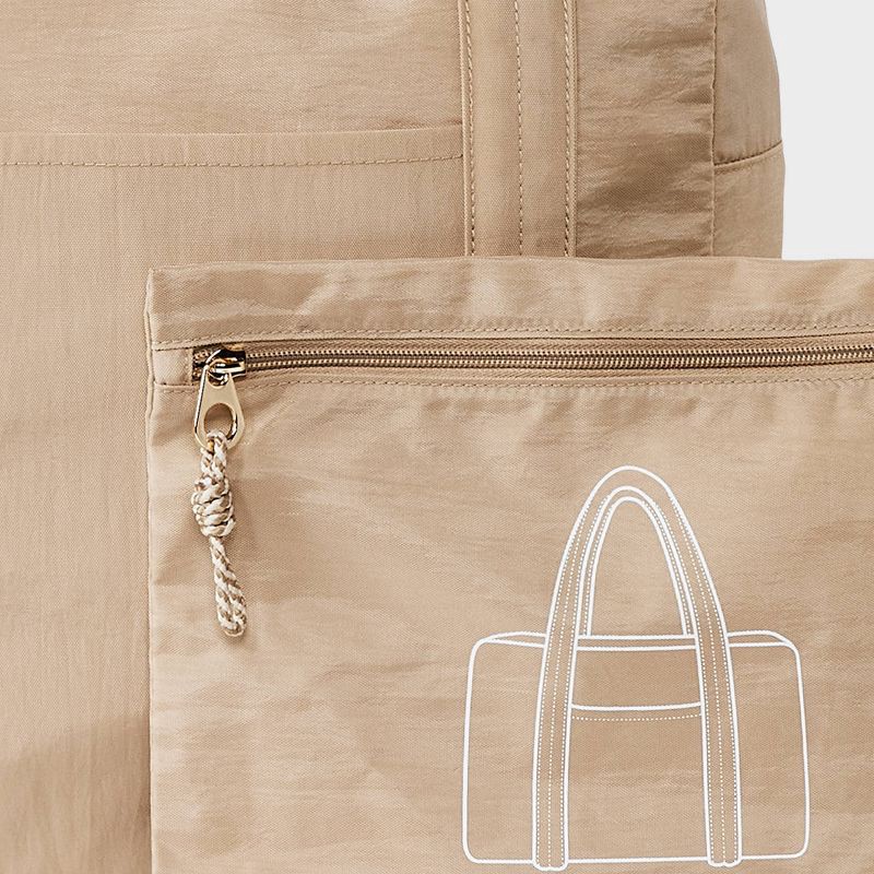 slide 5 of 7, Essential Packable Weekender Duffel Bag - Universal Thread™ Taupe: Lightweight, 32L Capacity, Recycled Nylon, 32 liter