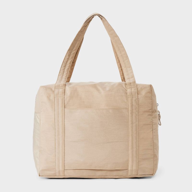 slide 6 of 7, Essential Packable Weekender Duffel Bag - Universal Thread™ Taupe: Lightweight, 32L Capacity, Recycled Nylon, 32 liter