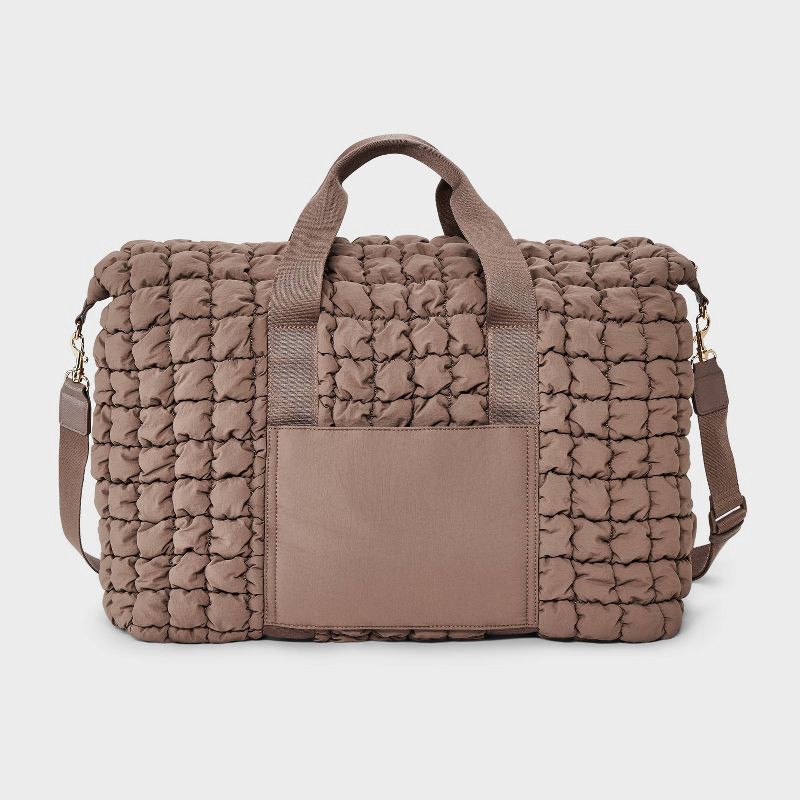 slide 6 of 6, Foundational Weekender Bag - Universal Thread™ Pucker Brown: 90% Recycled Nylon, Double Handle, Removable Strap, 48 Linear Inches, 1 ct
