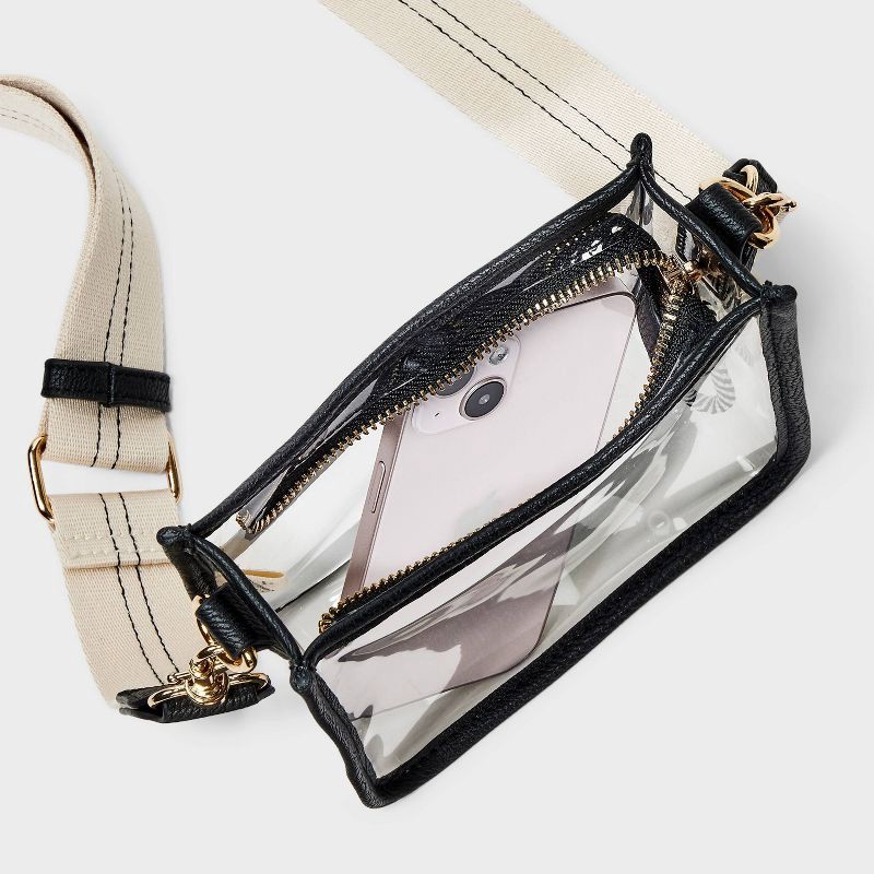 slide 4 of 6, Everyday Crossbody Bag - Universal Thread™ Black Clear: Removable Strap, TPU Shell, Vinyl Construction, 1 ct