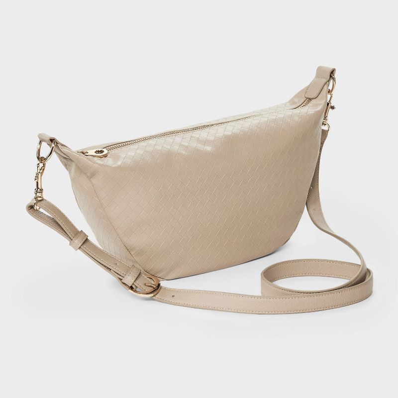 slide 3 of 5, Essential Sling Crossbody Bag - Universal Thread™ Tan: Zip Closure, Removable Strap, 45.5" Strap Length, 1 ct