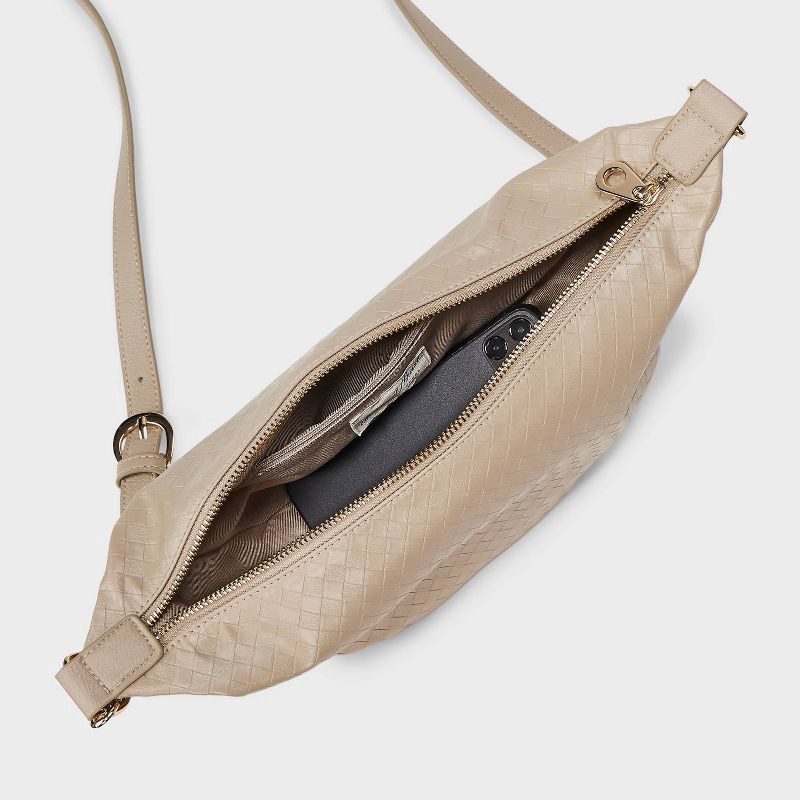 slide 4 of 5, Essential Sling Crossbody Bag - Universal Thread™ Tan: Zip Closure, Removable Strap, 45.5" Strap Length, 1 ct