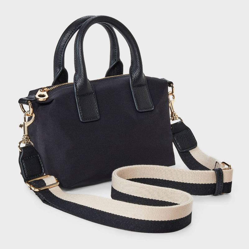 slide 3 of 5, Foundational Mini Tote Handbag - Universal Thread™ Black: Recycled Nylon, Double Handle, Removable Strap, 1 ct