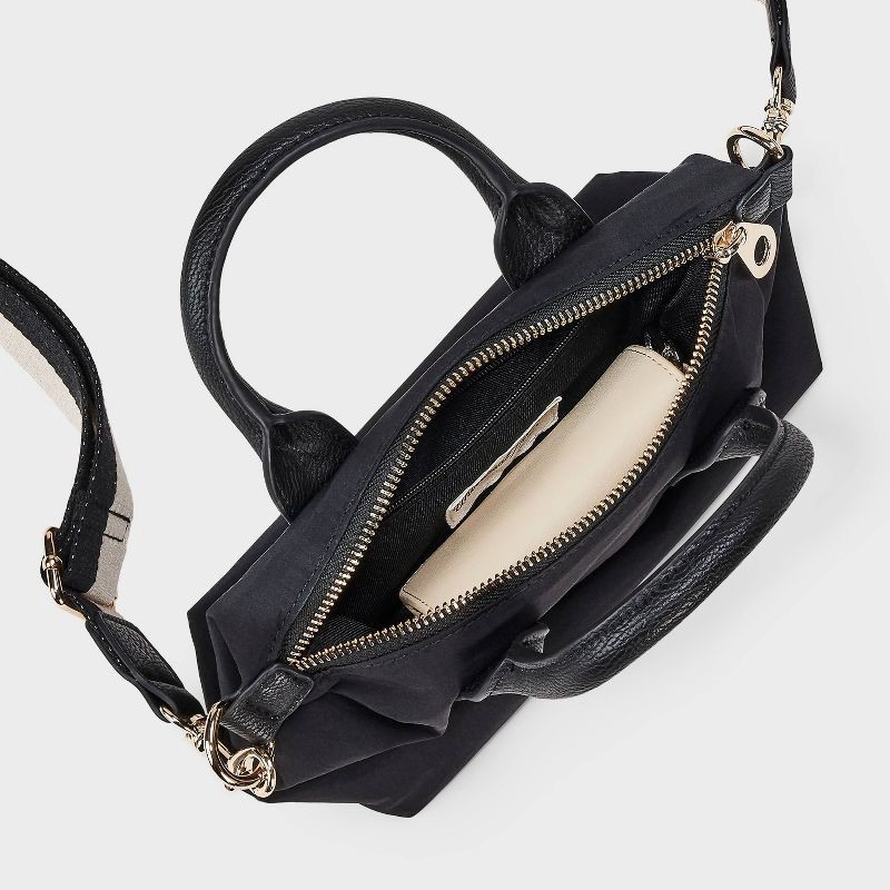 slide 4 of 5, Foundational Mini Tote Handbag - Universal Thread™ Black: Recycled Nylon, Double Handle, Removable Strap, 1 ct