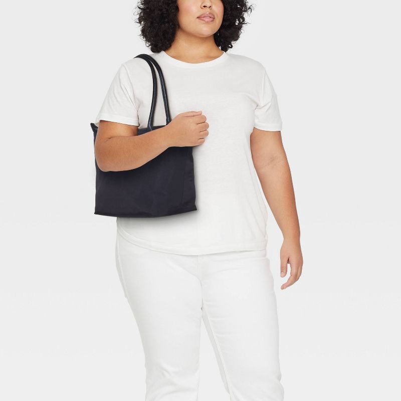 slide 2 of 5, Foundational Tote Handbag - Universal Thread™ Black: Double Handle, Recycled Nylon, Woven, Unstructured, 1 ct