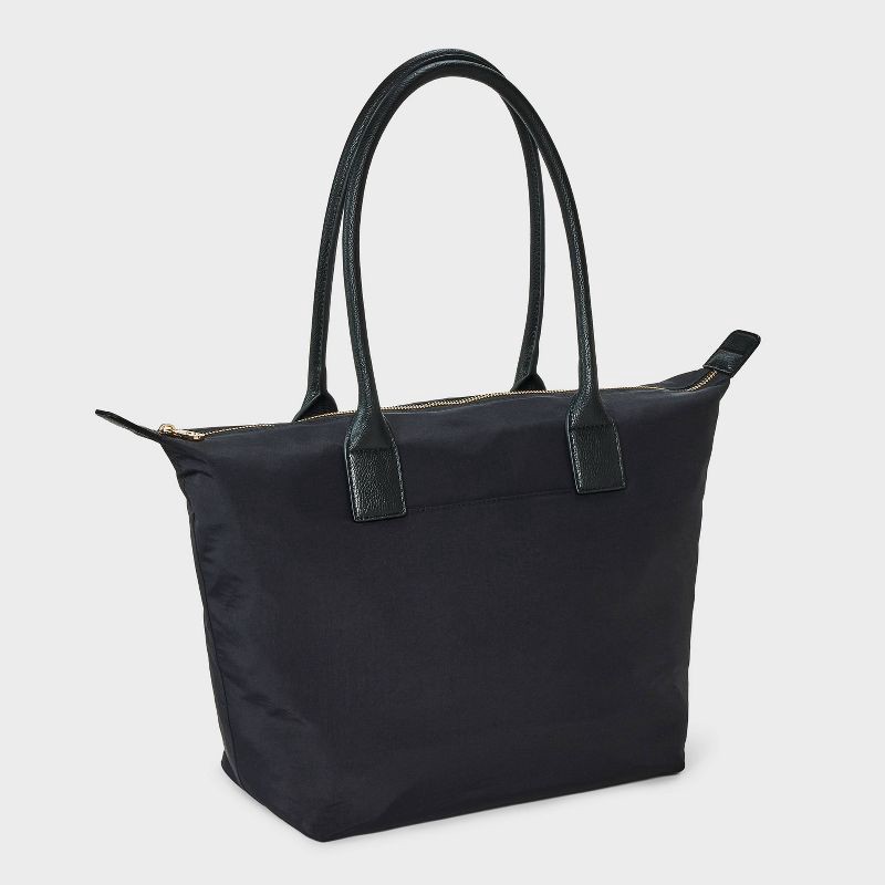 slide 3 of 5, Foundational Tote Handbag - Universal Thread™ Black: Double Handle, Recycled Nylon, Woven, Unstructured, 1 ct