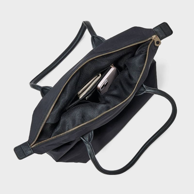 slide 4 of 5, Foundational Tote Handbag - Universal Thread™ Black: Double Handle, Recycled Nylon, Woven, Unstructured, 1 ct