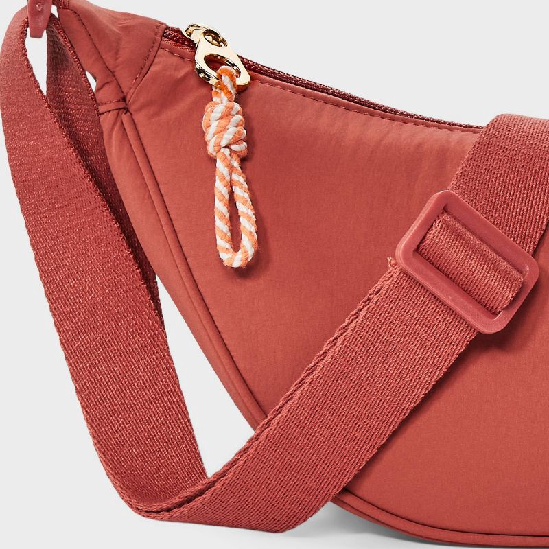 slide 5 of 5, Essential Crescent Sling Crossbody Bag - Universal Thread™ Dark Orange: Adjustable Strap, Recycled Nylon, Lightweight, 1 ct