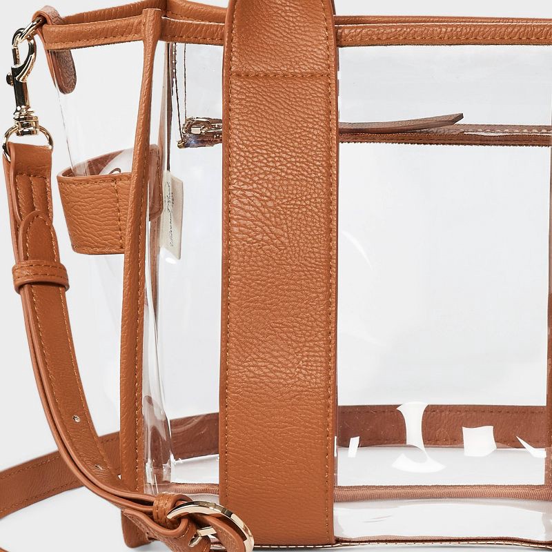 slide 5 of 5, Mini Boxy Tote Handbag - Universal Thread™ Brown Clear: Double Handle, Vinyl, Adjustable Strap, 1 ct