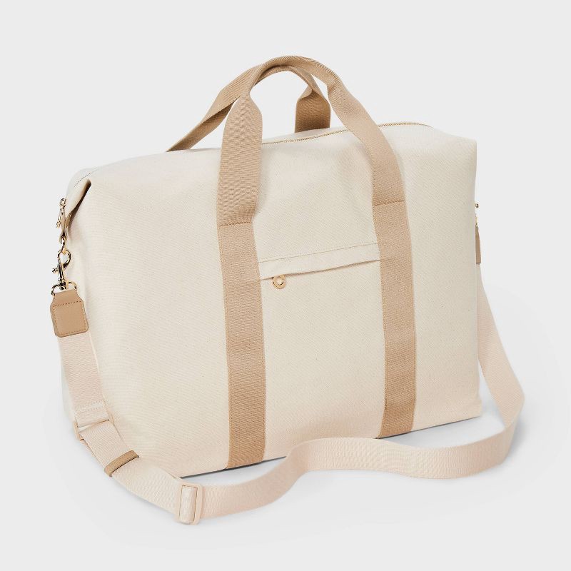 slide 3 of 6, Foundational Weekender Bag - Universal Thread™ Taupe: Cotton Shell, Zip Closure, Detachable Strap, 1 ct