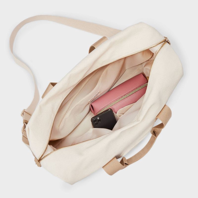 slide 4 of 6, Foundational Weekender Bag - Universal Thread™ Taupe: Cotton Shell, Zip Closure, Detachable Strap, 1 ct