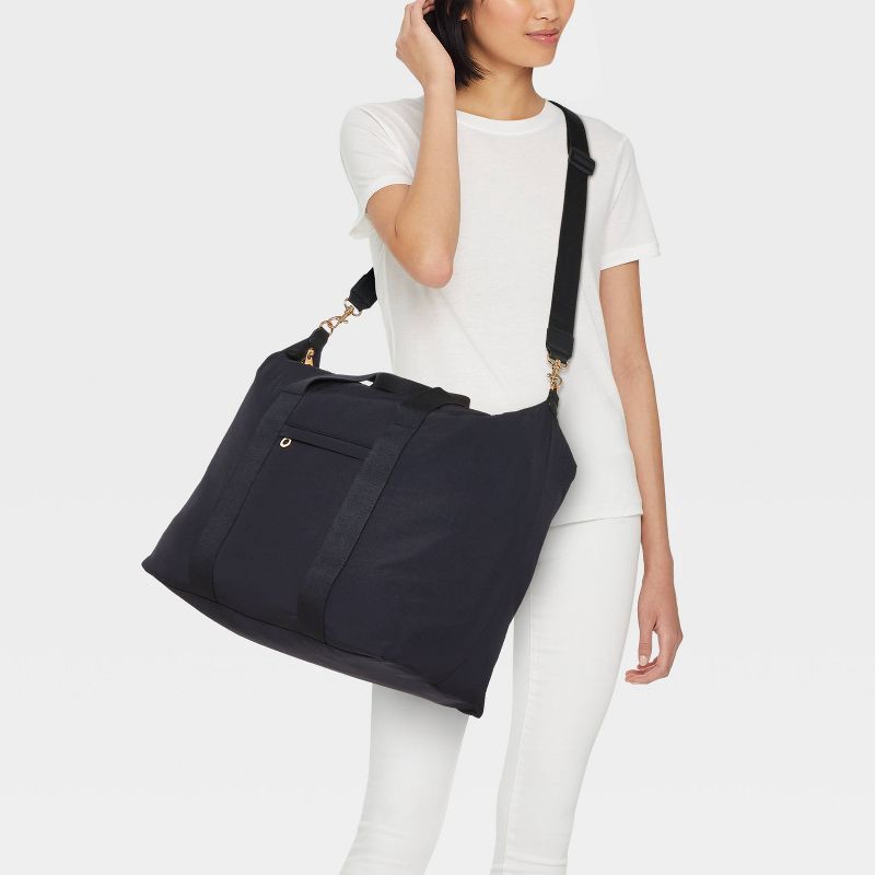 slide 2 of 6, Foundational Weekender Bag - Universal Thread™ Black: 90% Recycled Nylon, Double Handle, Removable Strap, 48 Linear Inches, 1 ct