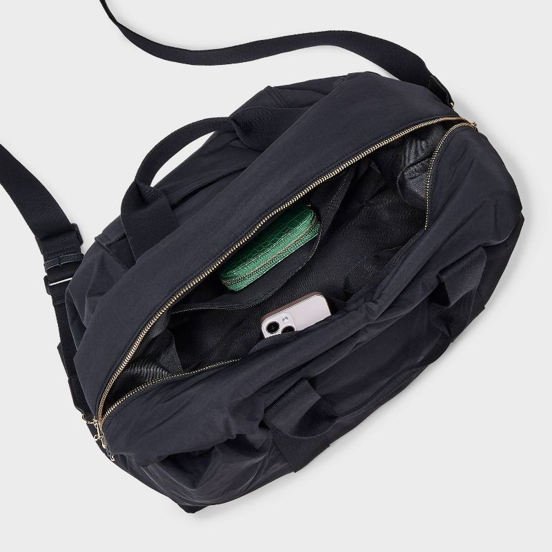 slide 4 of 6, Foundational Weekender Bag - Universal Thread™ Black: 90% Recycled Nylon, Double Handle, Removable Strap, 48 Linear Inches, 1 ct