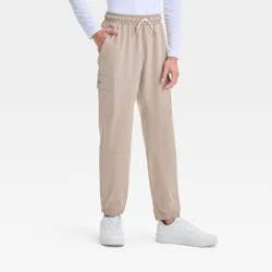 Boys' Adventure Pants - All In Motion™ Tan XL: Recycled Polyester, Spandex, Water Repellent, Cargo Pockets, Drawstring Waist