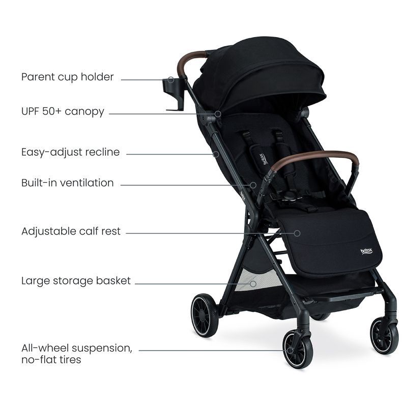 slide 10 of 15, Britax Juniper Compact Stroller, Lightweight Fold-and-Go Design - Raven Black, 1 ct