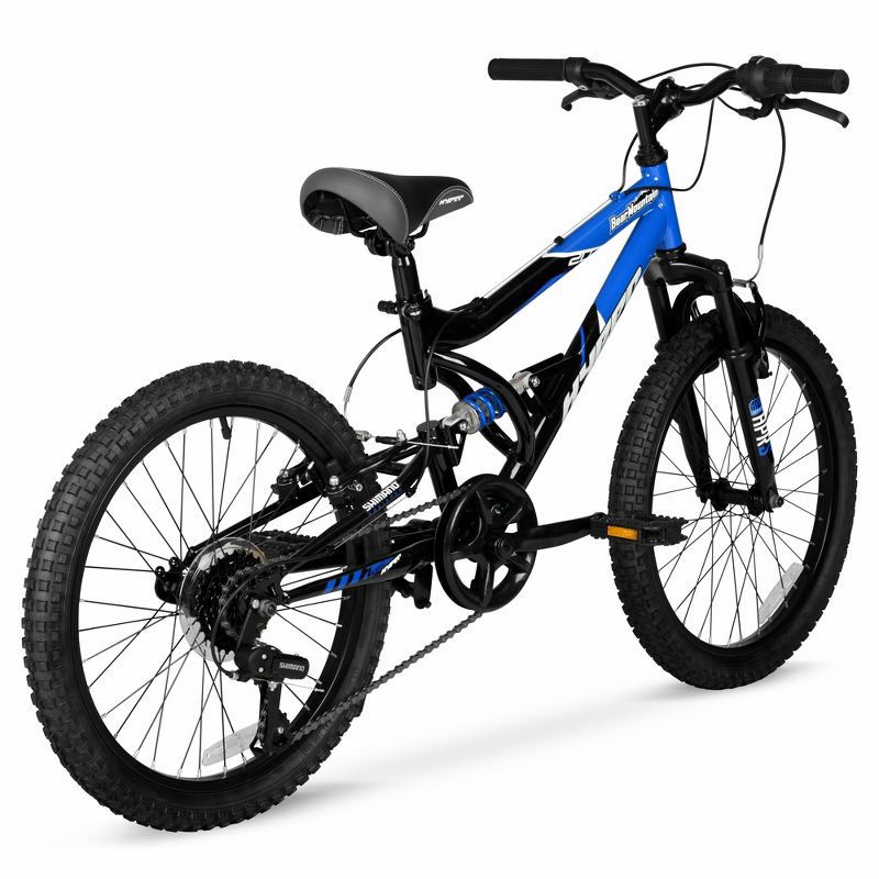 slide 3 of 16, Hyper 20" Full Suspension Bear Mountain Bike - Black/Blue: 7-Speed, Steel Frame, 1 ct