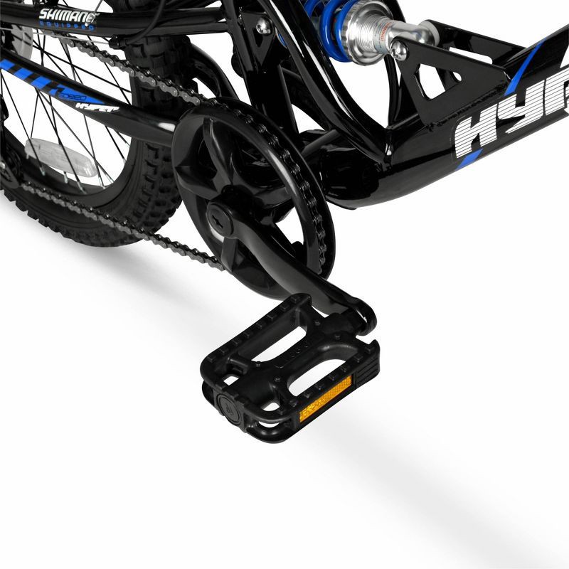 slide 12 of 16, Hyper 20" Full Suspension Bear Mountain Bike - Black/Blue: 7-Speed, Steel Frame, 1 ct