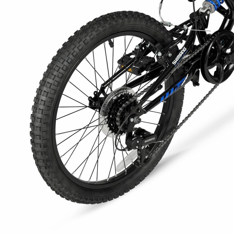 slide 13 of 16, Hyper 20" Full Suspension Bear Mountain Bike - Black/Blue: 7-Speed, Steel Frame, 1 ct