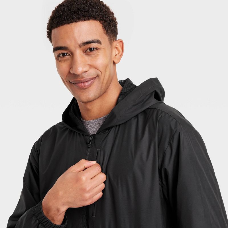 slide 3 of 3, Men's Windbreaker Jacket - All In Motion™ Black M: Lightweight, Water-Resistant, Packable,, 1 ct