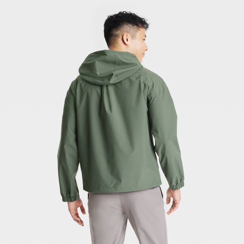 slide 2 of 3, Men's Waterproof Rain Coat - All In Motion™ Dark Olive Green XXL: Recycled Polyester, Lightweight, Adjustable Hood, 1 ct