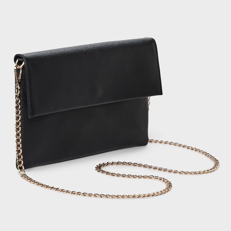 slide 3 of 6, Flap Clutch Bag - A New Day™ Black: Magnetic Closure, Detachable Strap, 48" Max Length, 1 ct